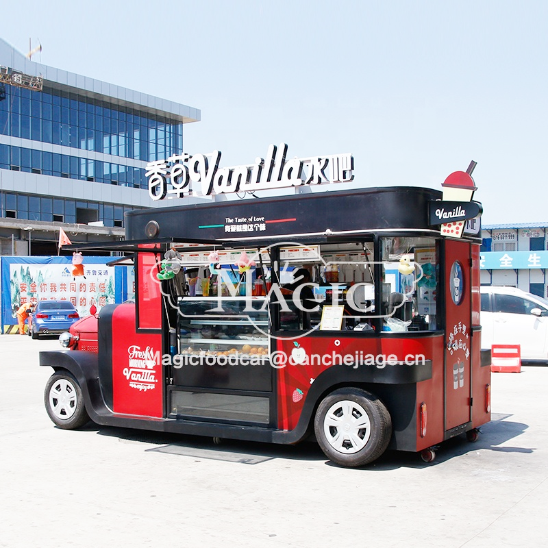 2021 new style electric food cart  popular open top milk tea coffee food trailer food truck  with battery