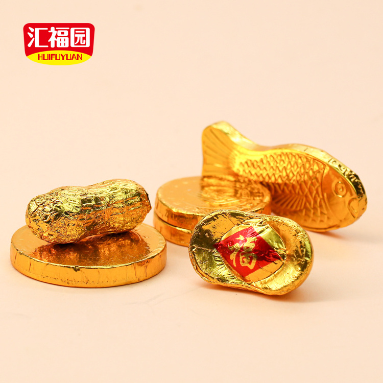 HALAL OEM brand golden fish peanut coin shaped chocolate