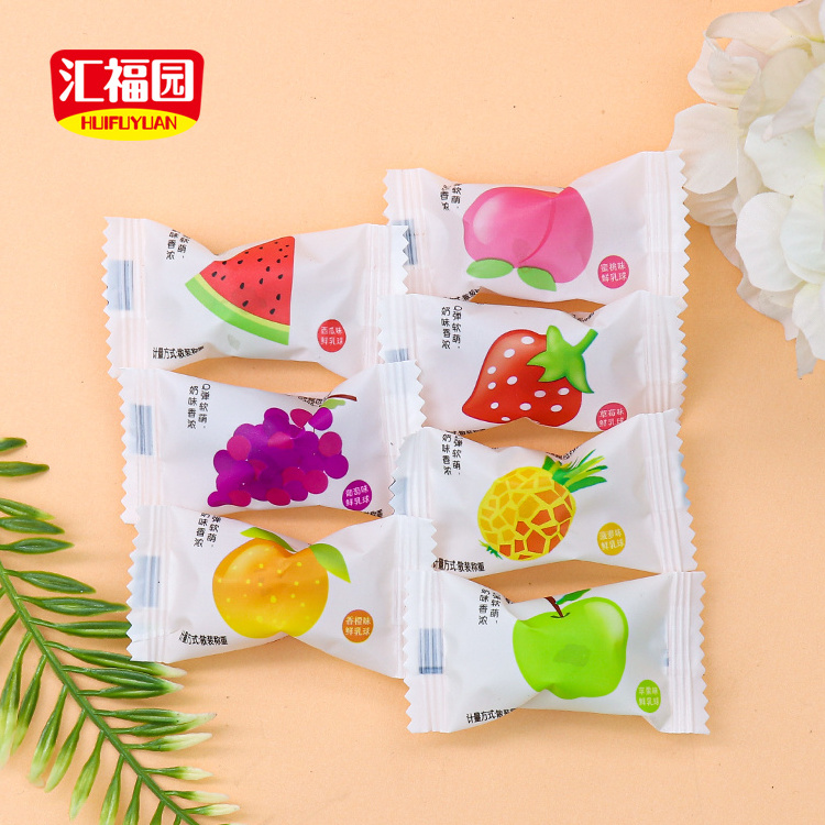 Huifuyuan brand factory supply cream coating fruit flavor gummy thai chew candy