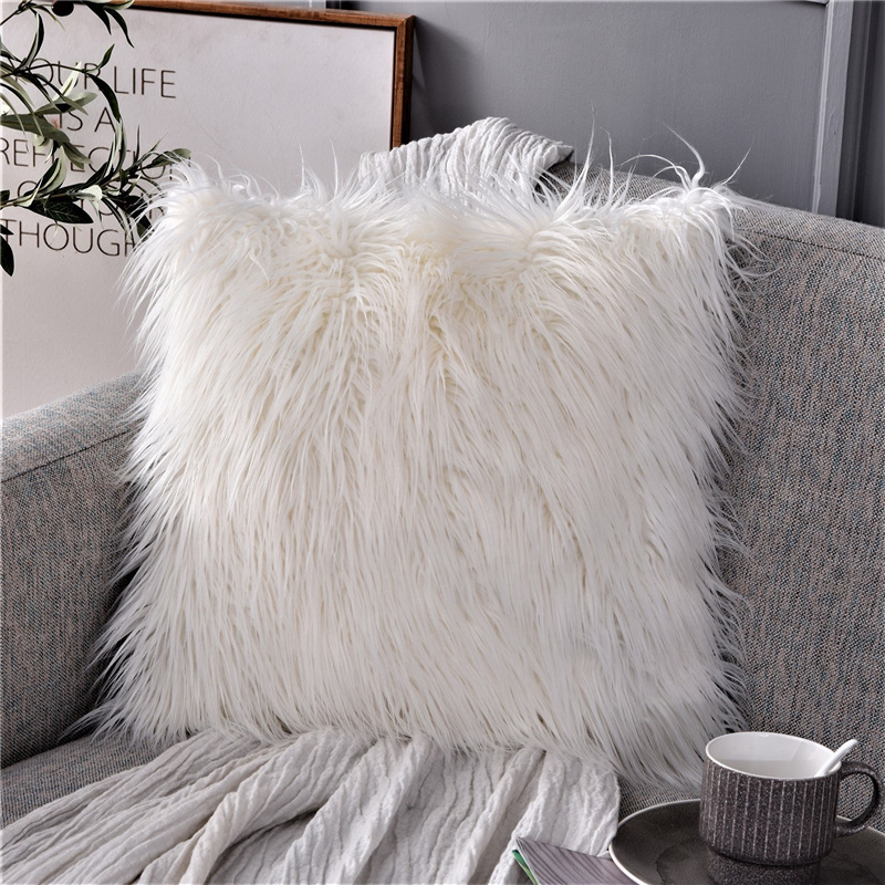 Luxury Plush Faux Fur Cushion Cover Wholesale Long Pile Faux Sheepskin Fur Cushion Cover Fur Throw Pillows Case