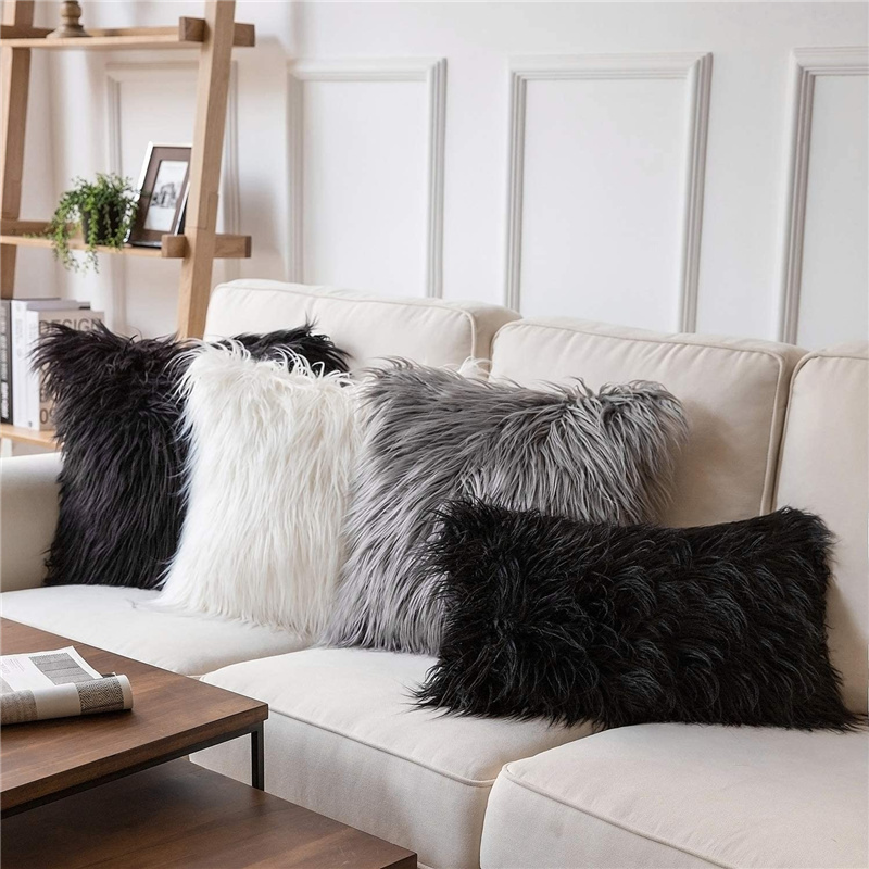 Luxury Plush Faux Fur Cushion Cover Wholesale Long Pile Faux Sheepskin Fur Cushion Cover Fur Throw Pillows Case