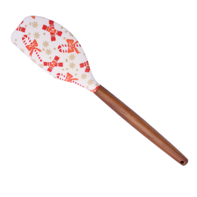 Christmas Silicone Spatula  Cake Spatula Cute Pan Scraper with Wooden Handle