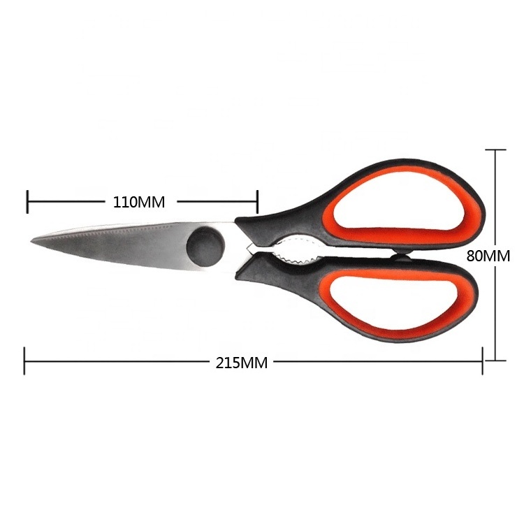 Yangjiang Manufacturer High Quality  Multi Purpose Household Shears 8 Inch Stainless Steel Kitchen Scissor