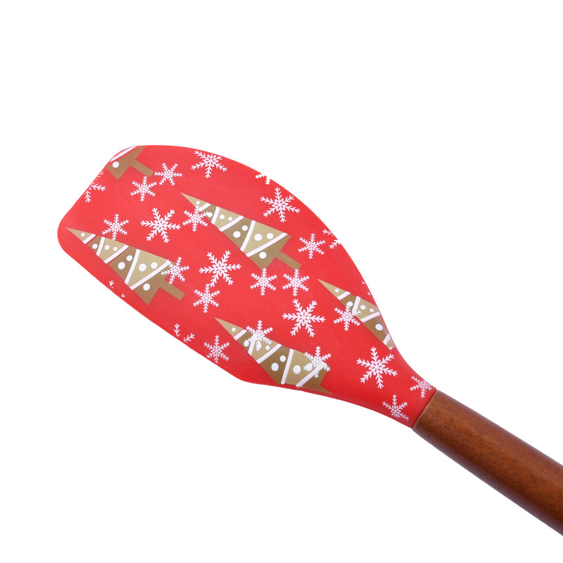 Christmas Silicone Spatula  Cake Spatula Cute Pan Scraper with Wooden Handle