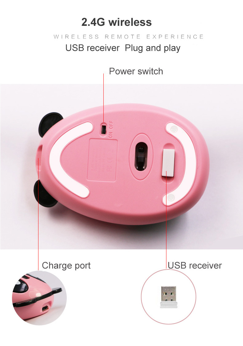 Newest Funny Computer Mouse Optical Cute Silent Mouse Mini Lovely Animal Panda Shape Wireless Mouse