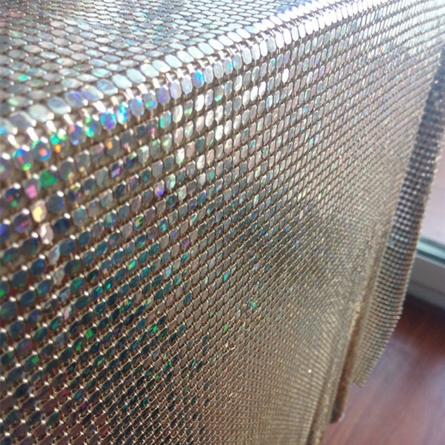 Aluminum Shimmer Fabric Metal Cloth For Home and Dancing Dress flexible sequin drill mesh fabric