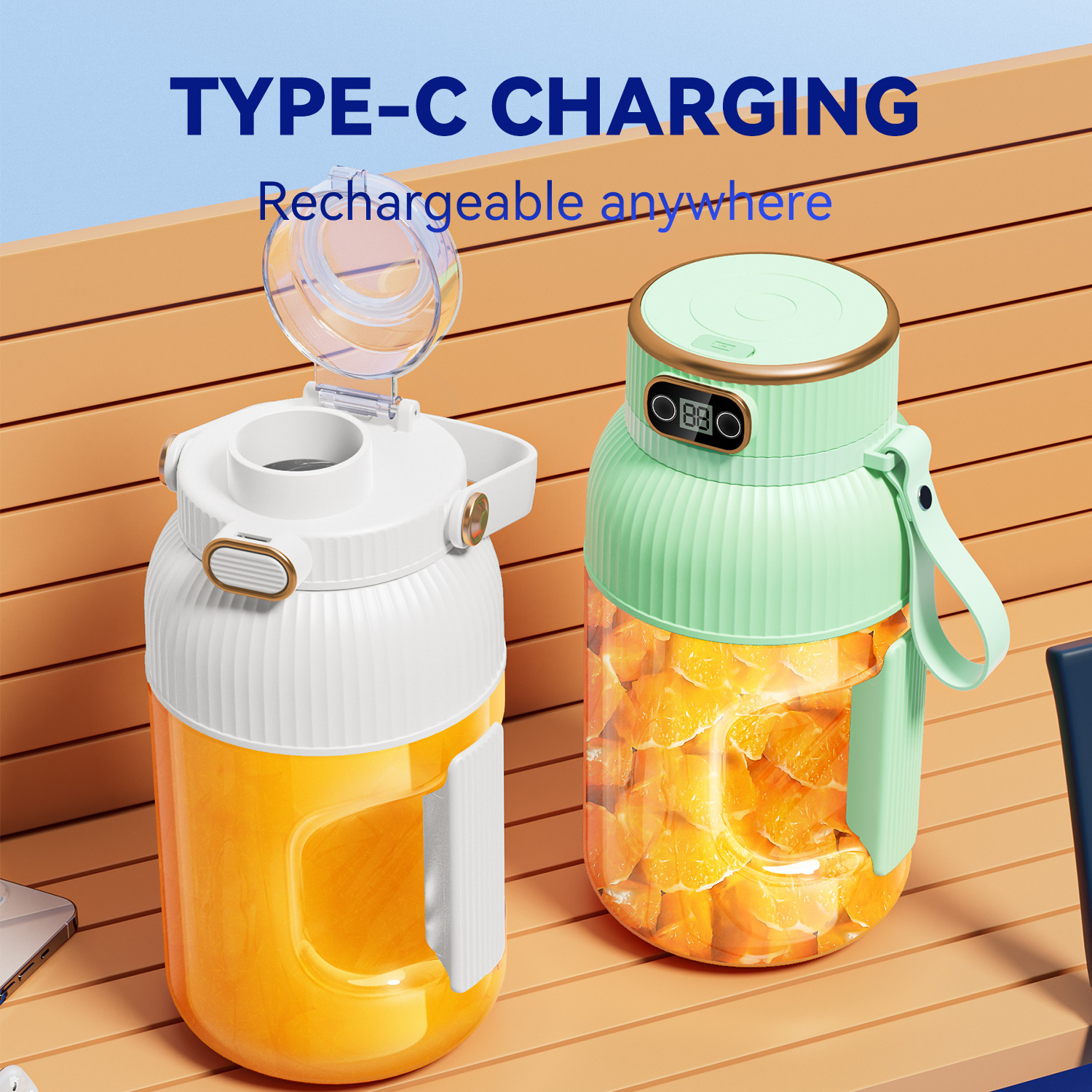 2024 New Product Big Capacity Citrus Orange Juice Cup Machine Smoothies Blender Portable Electric Usb Charging Mini Fruit Juicer