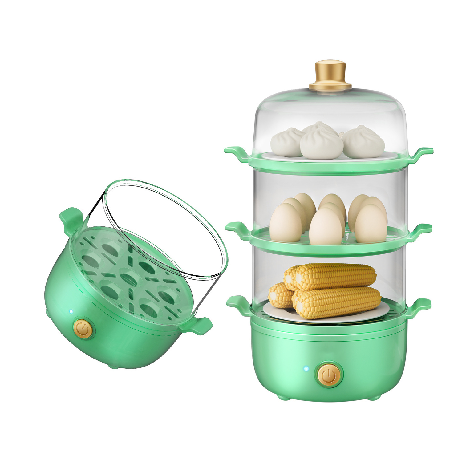 2023 Multi-Purpose 1/2/3 Layer Kitchen Digital Smart Warmer Cooker Fish/Corn/Milk/Egg/Dim Sum/Dumpling/Electric Food Steamers