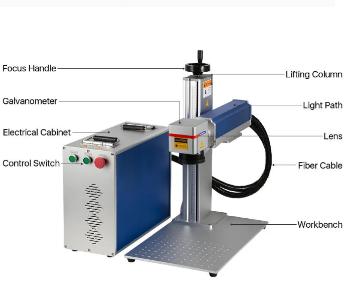 50W JPT Fiber Laser Marking Machine for Metal Stainless Steel with EzCad Lightburn Control Software