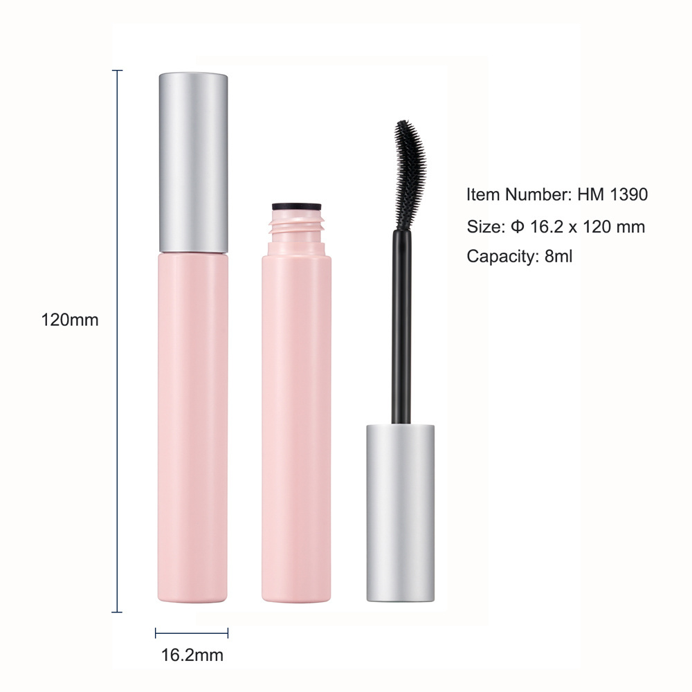 HUIHO Factory OEM 8ml Empty Aluminum Mascara Bottle Container Fashion Cute Pink Custom Logo Luxury Plastic Mascara Tube