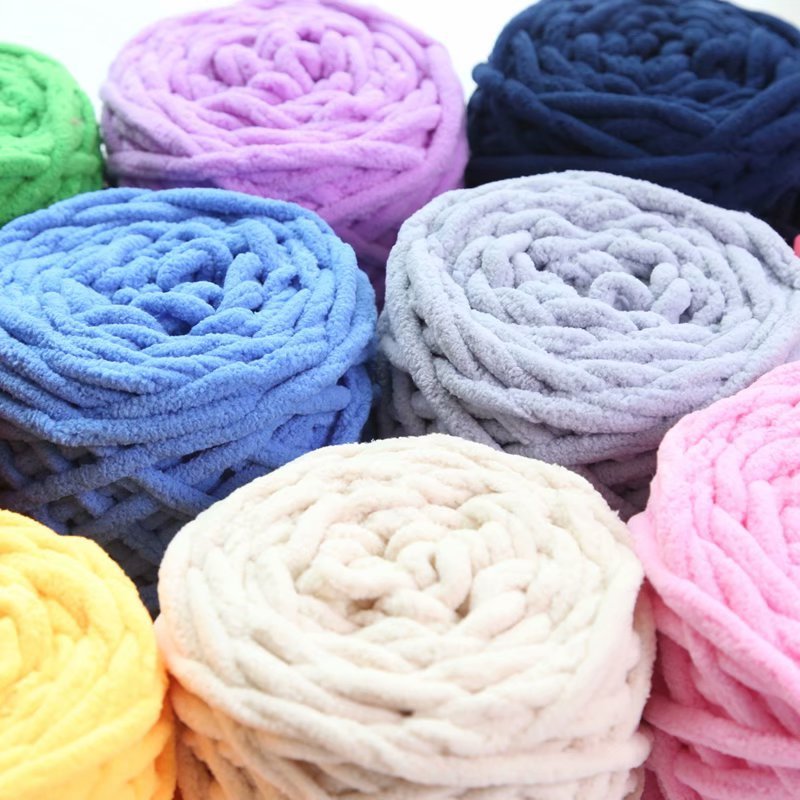 Wholesale Velvet Blanket Dyed Fancy Yarn Polyester Acrylic Blended Fluffy Hand Knitting Thick Bulky Chunky Chenille Crochet Yarn