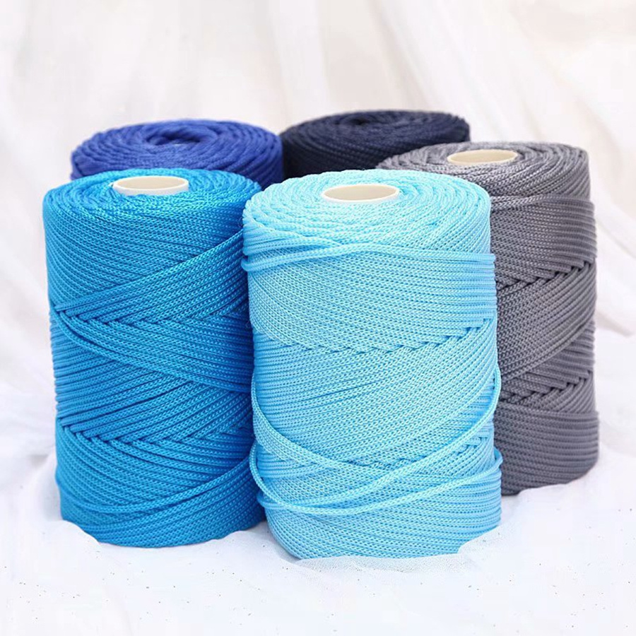 230G Nylon Thick Crochet Yarn Light Viscose Ice Rope 3mm Hollow Nylon Thread for Hand Hook Sun Hat Cushion