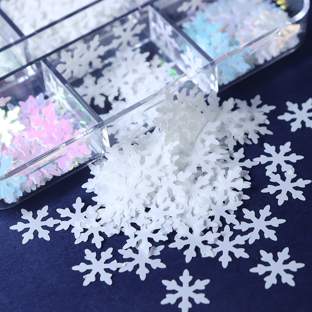 Best Selling 6 Grids Christmas Winter Snowflake Mixed Sized Glitter For Slime Filler DIY Crafts Nail Art Decoration