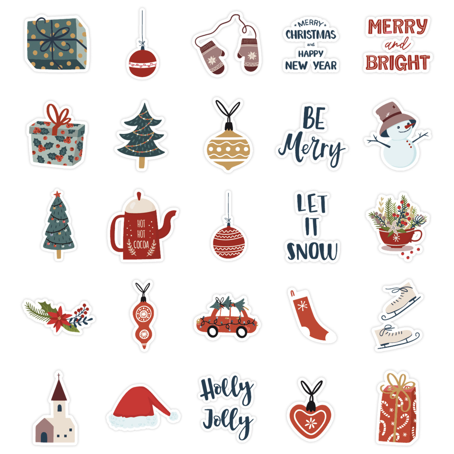 50Pcs Cartoon Christmas Stickers For Luggage Laptop Skateboard Book Notebook DIY Crafts Waterproof Stickers Vinyl Decals