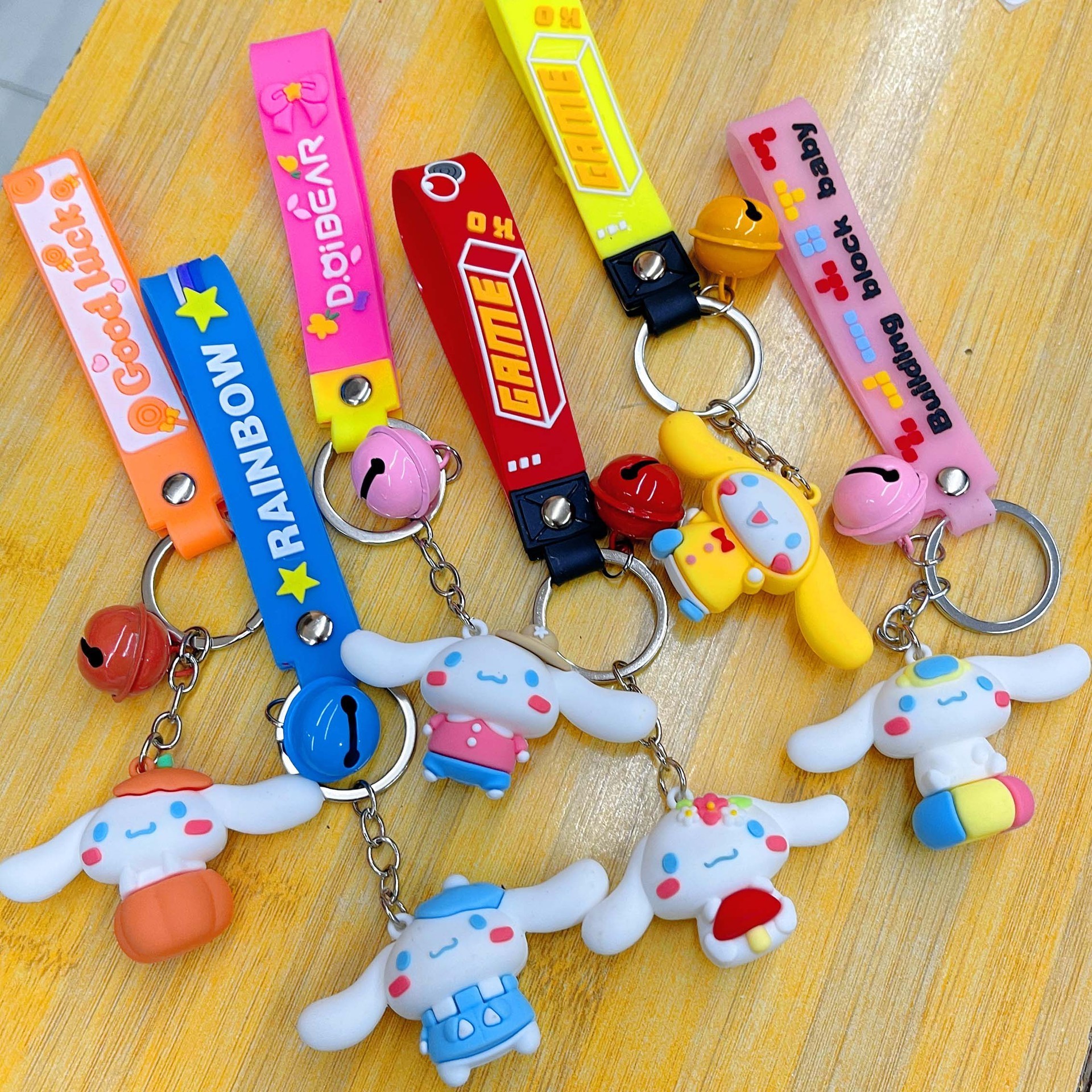 Cute Cartoon Dog Monkey Braided Rope PVC KeyChains For School Bag Pendant Decoration Party Birthday Small Gift Kids