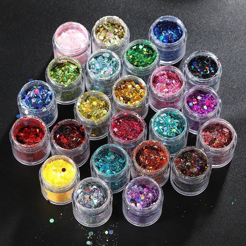 HENGXIN Wholesale Bulk Manufacturer Supply 8g Laser Mixed Glitter For Slime Filler DIY Crafts Nail Art Decoration