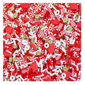 500G Christmas Red Peppermint Red Candy Cane Bear White Circle Mix Polymer Clay Sprinkles Slices For Slime DIY Crafts Nail Art