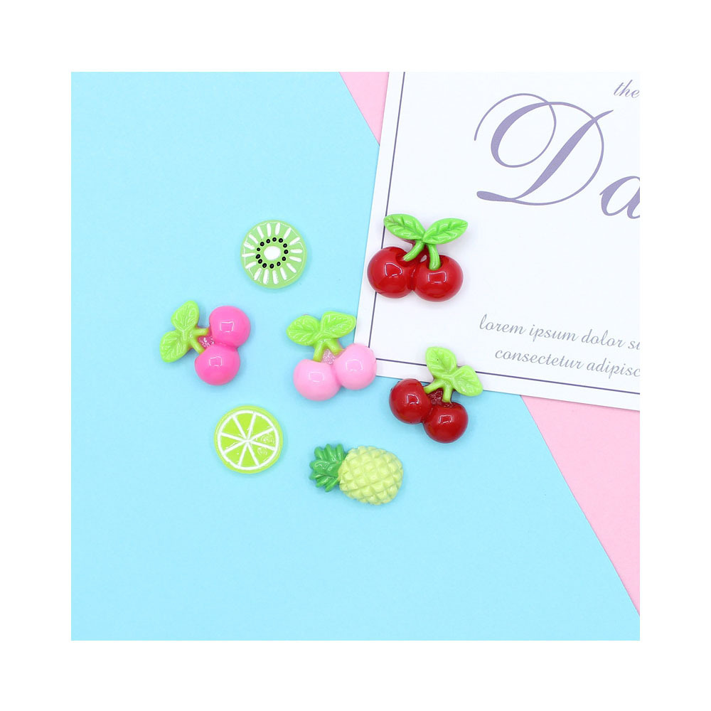 Diy Fruit Resin Cute Cherry Kiwifruit Lemon Resin Charms For Slime Filler Doll Crafts Phone Case Hairclip Keychain Decoration