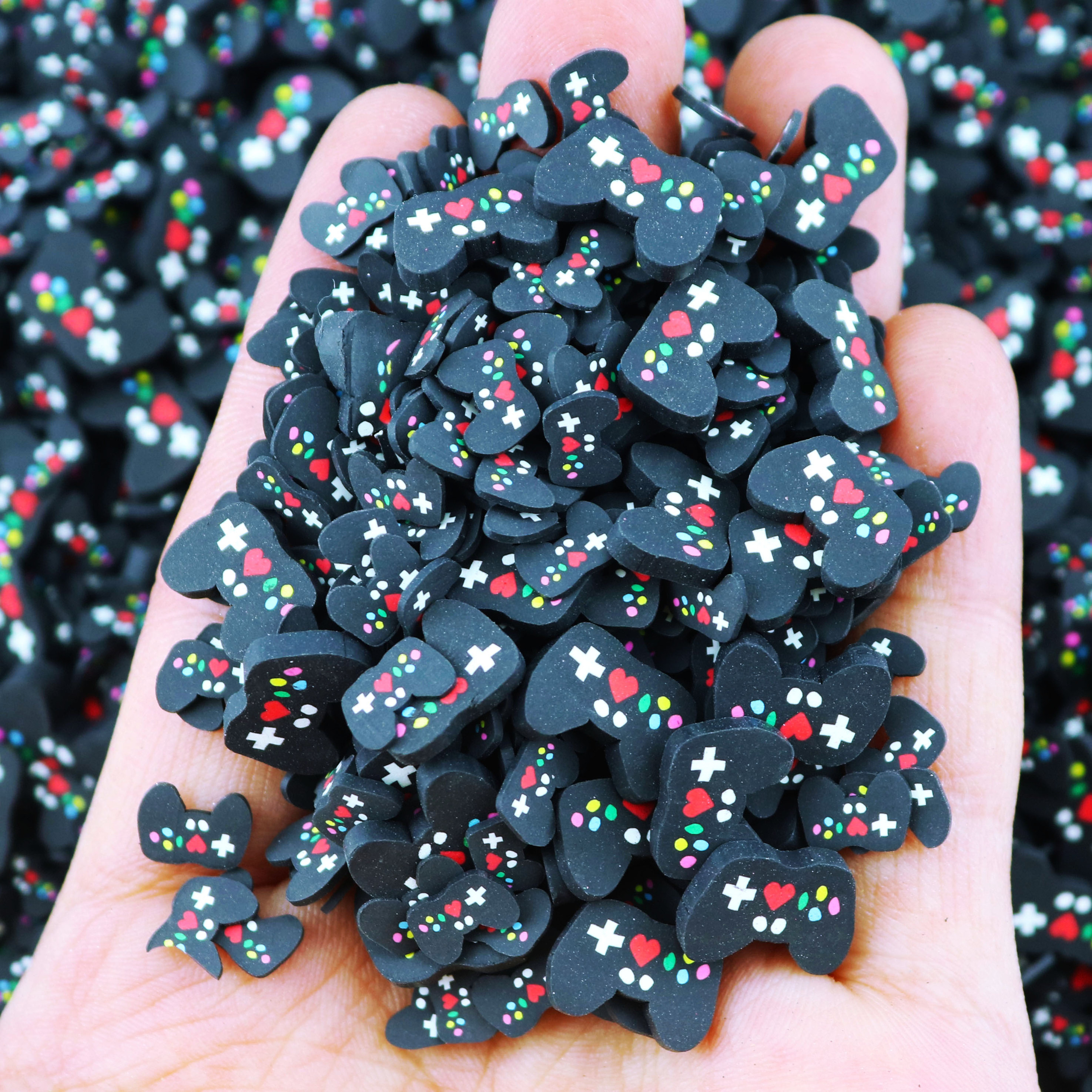 1KG Black Gamepad Polymer Clay Sprinkles Slices Mix For Slime DIY Crafts