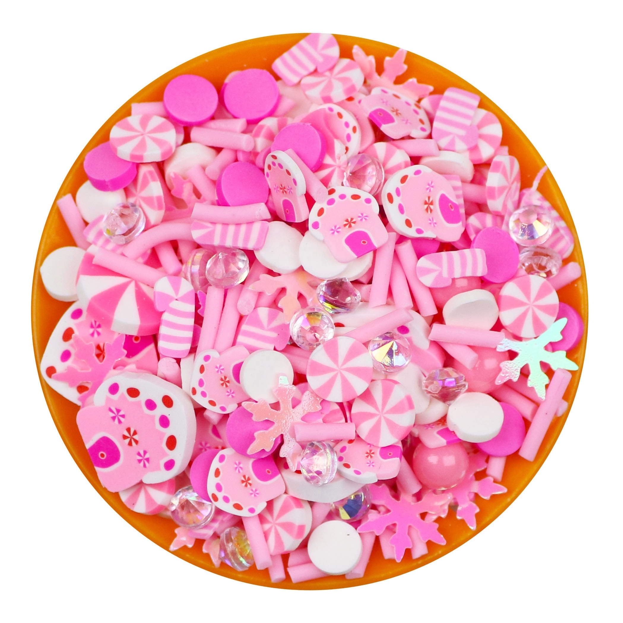 HENGXIN Mix Christmas Pink White House Dot Circle Diamond Snowflake Polymer Clay Sprinkles Slices For Slime Nail Phone Case DIY