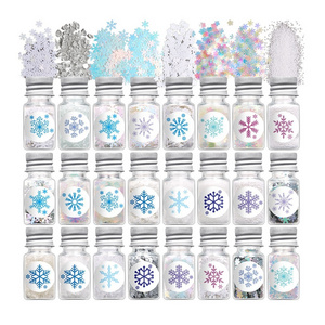 HENGXIN High-quality Laser Sliver White Blue Pink Christmas Snowflakes Glitter Cosmetic Sequins For Nail Charms Slime Filler DIY