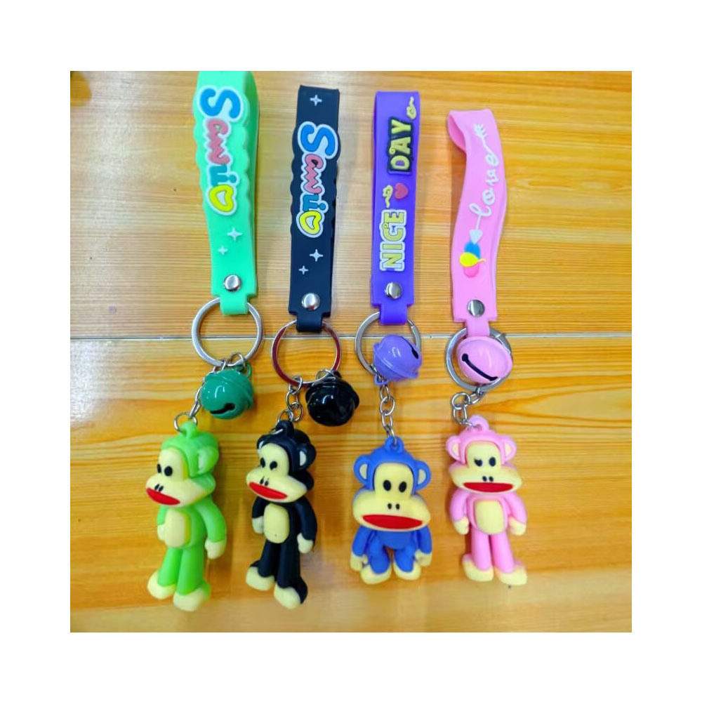 Cute Cartoon Monkey Braided Rope PVC KeyChains For School Bag Pendant Car Decoration Party Birthday Small Gift Kids