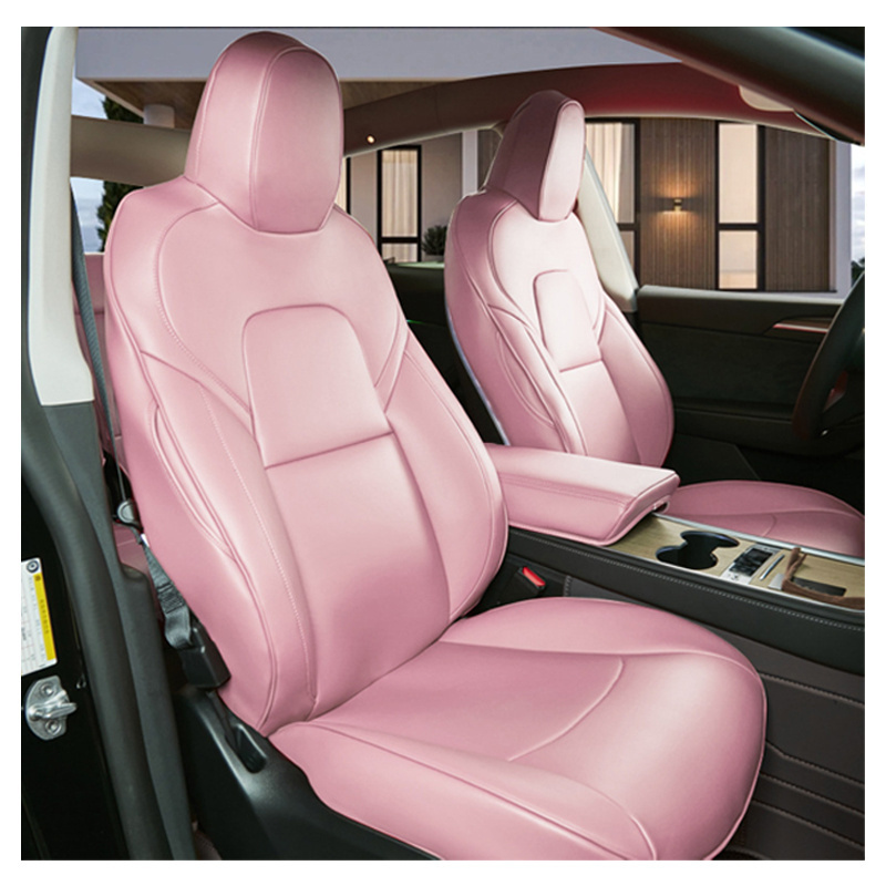 Deluxe anti-fouling  Car Seat Cover for Tesla Model Y/3 Four Season Sports Opp Bag Fashion HH Pink Car Seat Covers Full Set