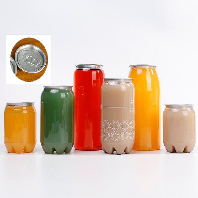 250ml 350ml 500ml,650ml Empty Pet Plastic Clear Transparent Soft Drink Jars Soda Beverage Can With Easy Open Lid