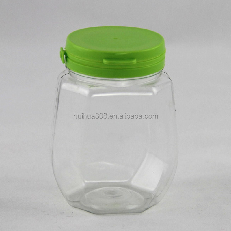 New arrival hexagonal shape small PET food jar soft plastic jar with flip top cap