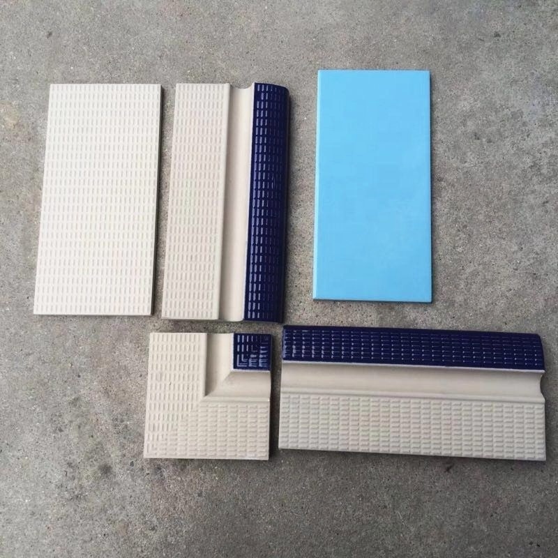 Wholesale ceramic 240x115mm anti slip bullnose pool edge coping tile handgrip trim rubber for swimming international standard