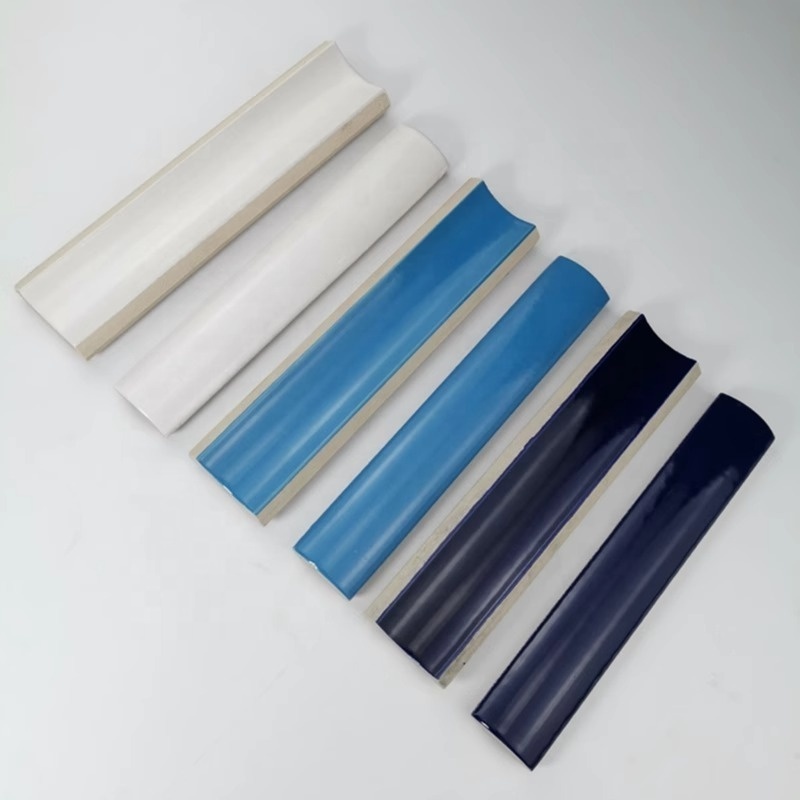 Wholesale ceramic 240x115mm anti slip bullnose pool edge coping tile handgrip trim rubber for swimming international standard