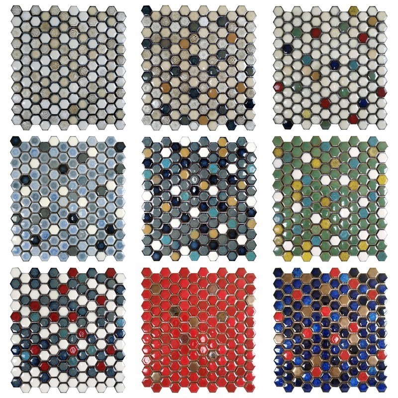 hot patterns small premium hexagonal ceramics mosaics tiles for wall floor living room background kitchen backsplash