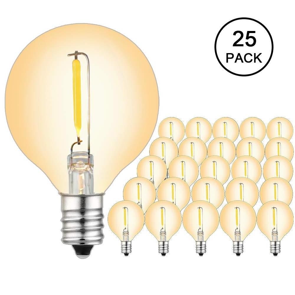 25 Pack G40 LED Replacement Bulb E12 Screw Base LED Globe Light Bulbs for Patio String Lights for wedding party decoration