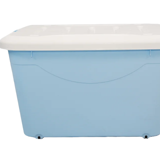 Plastic Crate with Wheels and Handle Clothing Decoration Storage Crate 60-140L Size