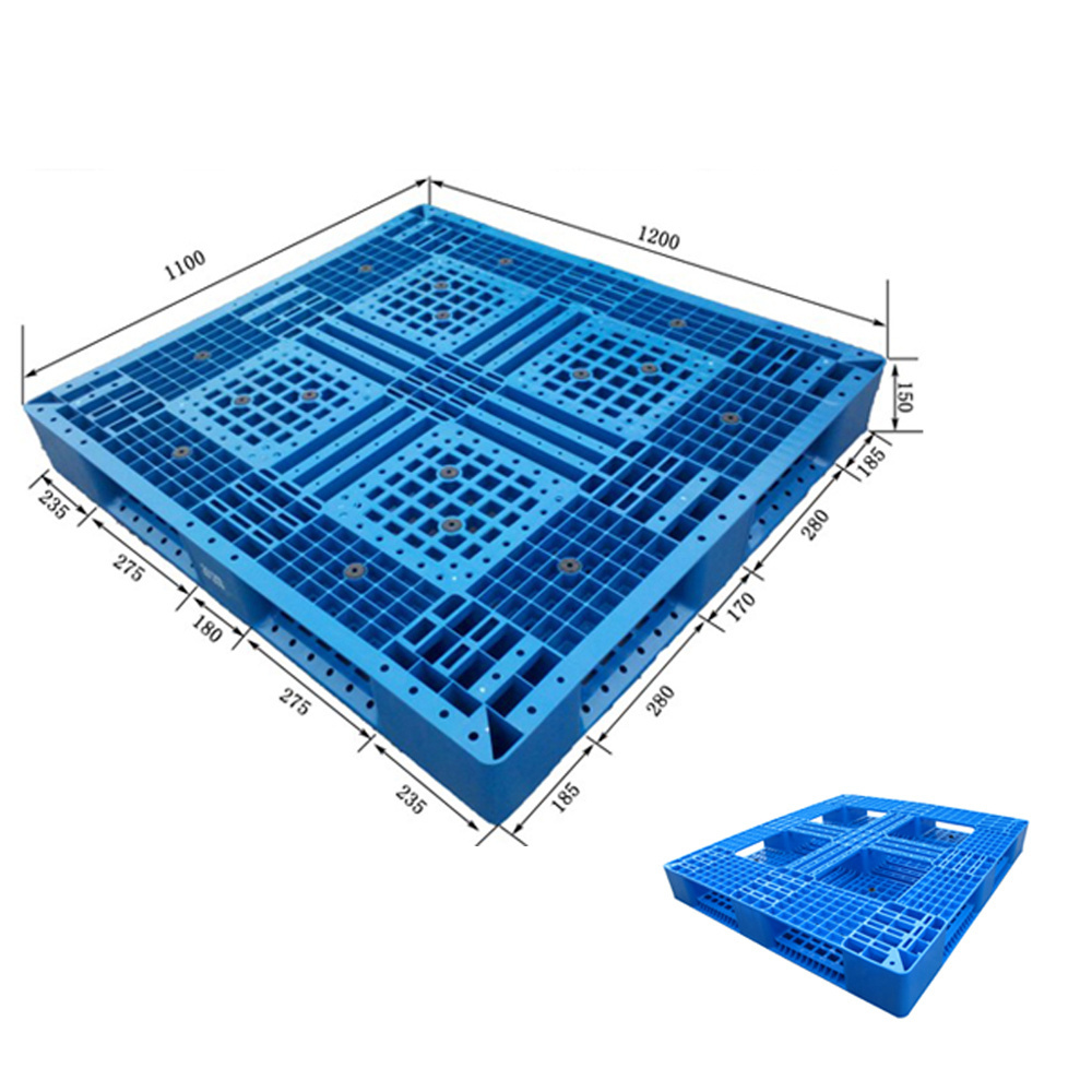 EURO plastic Pallet with six runners HDPE/PP blue pallet warehouse industry storage logistics pallet for sale 1200*1100*150mm