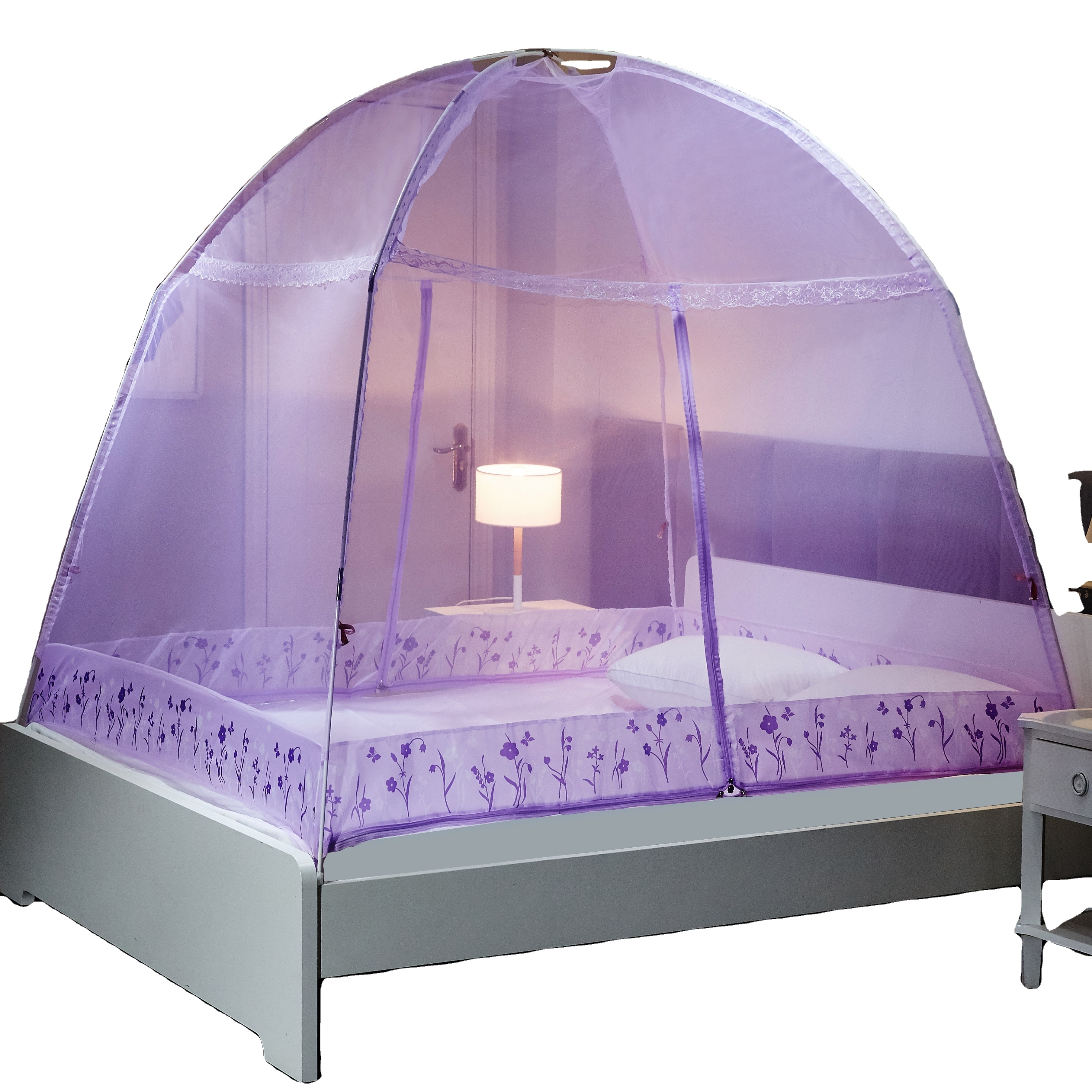 Pop up Free installation Auto Stand Two Doors Affordable Long Lasting folding mosquito nets mosquito net bed canopy