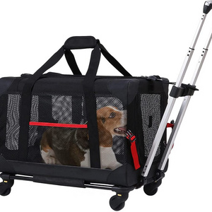 OEM Wholesale Detachable Large Size Airline Approved Portable Cat Travel Trolley Pet Dog Carrier on Wheels Pet Travel Bag