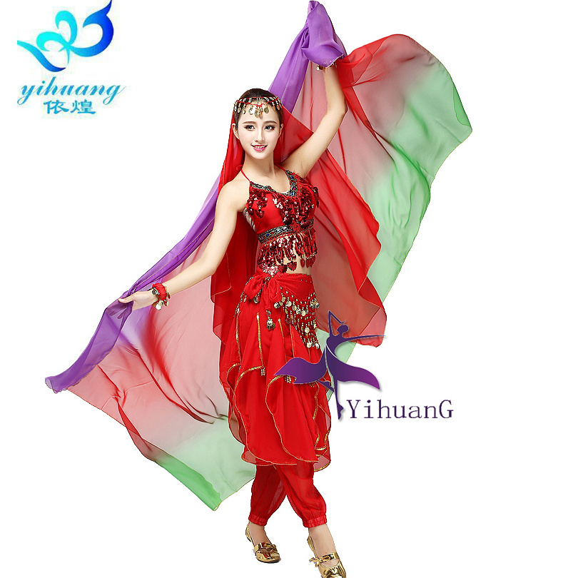 250*120cm Gradient Colors Women's Belly Dance Dancing Costume Veil Scarf Bollywood Performance Costumes