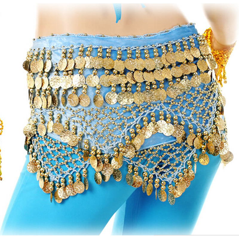 Bellydance Hip Scarf Arabian Turkish Dance Performance Mini Skirt Egyptian Gypsy Wrap Belt Gold Coins Indian Girls Handmade