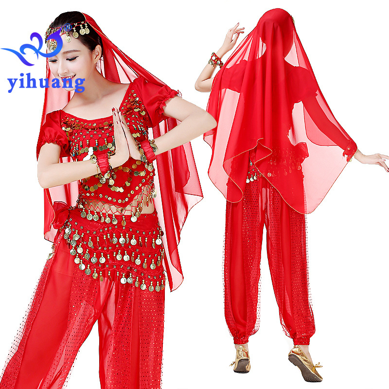 High Quality Hot Arab Sexy Belly Dance Women Bollywood Dance Costumes Indian Suit Chiffon