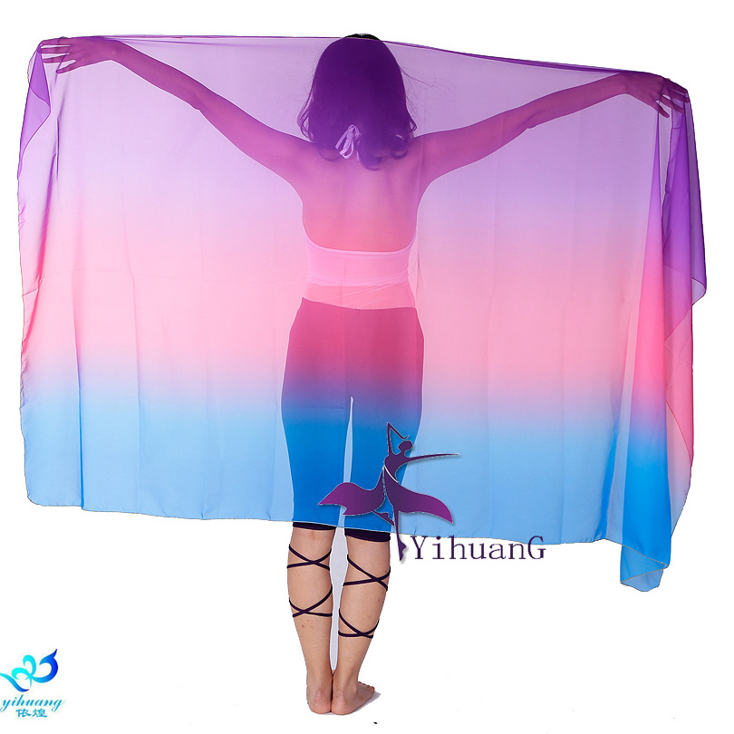 250*120cm Gradient Colors Women's Belly Dance Dancing Costume Veil Scarf Bollywood Performance Costumes