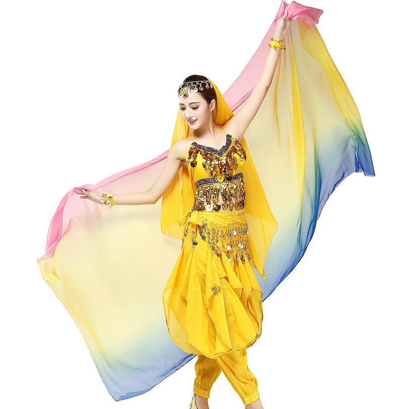 250*120cm Gradient Colors Women's Belly Dance Dancing Costume Veil Scarf Bollywood Performance Costumes