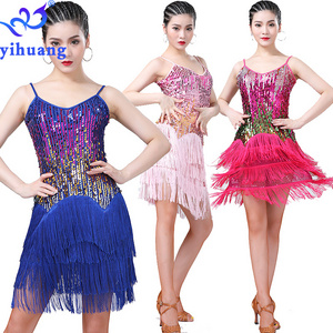 Sexy OEM Latin Jazz Dance Dress for Women Professional Salsa Dancing Skirt Adult Sequin Stage Performance Wear Dresses