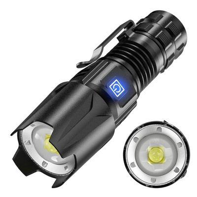 New XHP50 Strong Light Flashlight Stepless Dimming Attack Head Mini Portable Tactical Flashlight with Pen Clip