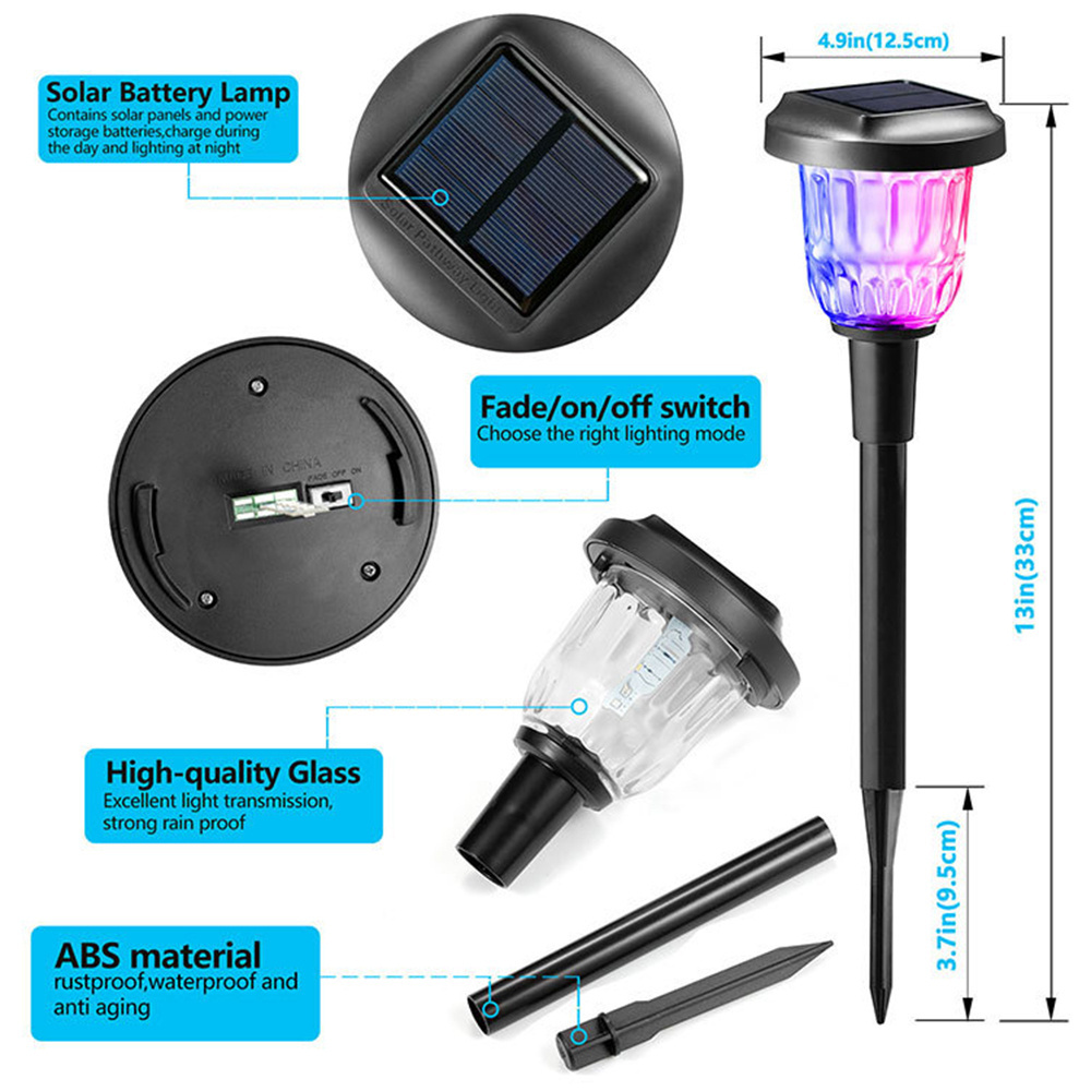 Led Outdoor Lawn Lamp Waterproof IP-65 ABS Plastic Flame 5000K Solar Lantern Garden Lights Decorative Led Solar Light