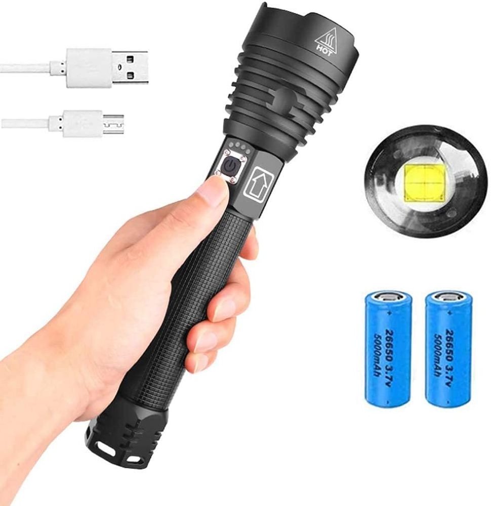 Powerful 6000 Lumens XHP90 Zoomable Flash light laser Display USB Rechargeable Super Bright LED Torch Flashlight for Camping