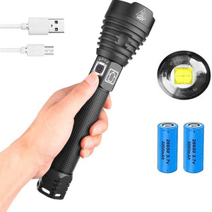 Powerful 6000 Lumens XHP90 Zoomable Flash light laser Display USB Rechargeable Super Bright LED Torch Flashlight for Camping