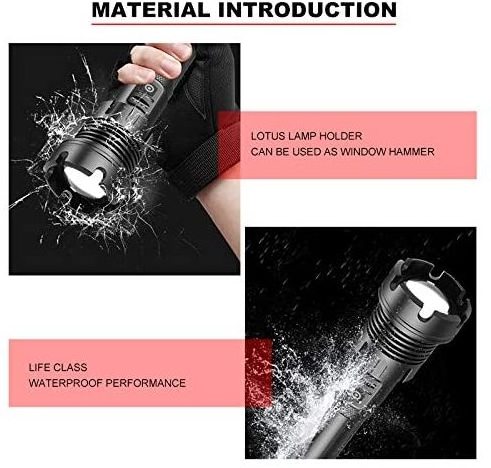 High Lumen Powerful Flashlight 7 Modes Camping Light XHP90 Flashlight Waterproof Lantern Tactical Zoomable Torch Flashlight