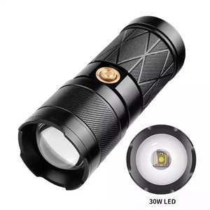 High Power 30wled+6*led Long Range Telescopic With Strong Light Focus Type-c Smart Charging With Power Bank Function Flashlight