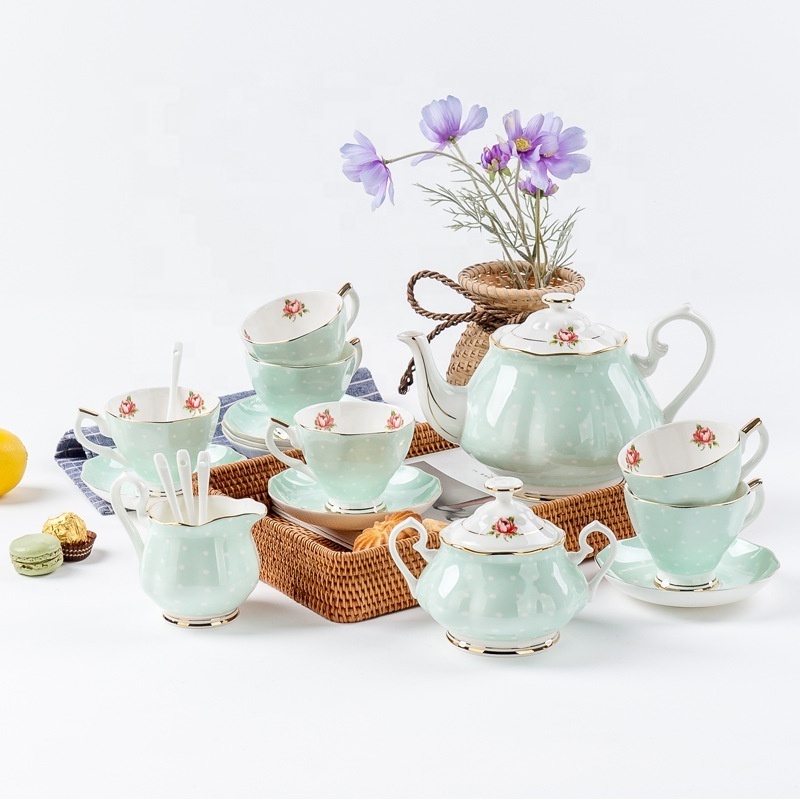 Fashionable Coffee Set Fine Bone China Royal British Coffee Pot Set Porcelain Tea Set